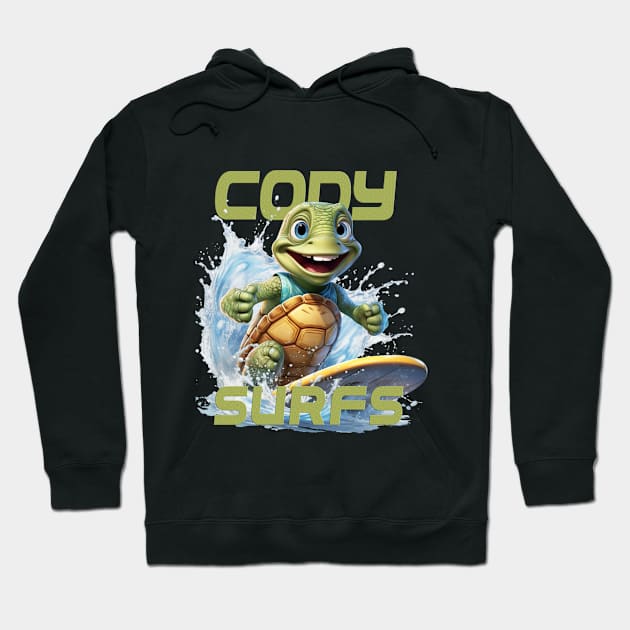 Aquatic Glide Waves Surfing Tee "Cody Surfs" Hoodie by cusptees